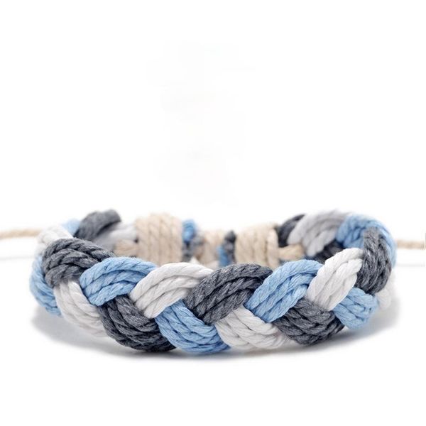 

link, chain 2021 fashion hand-woven bracelet simple original cotton and linen braided rope hand, Black
