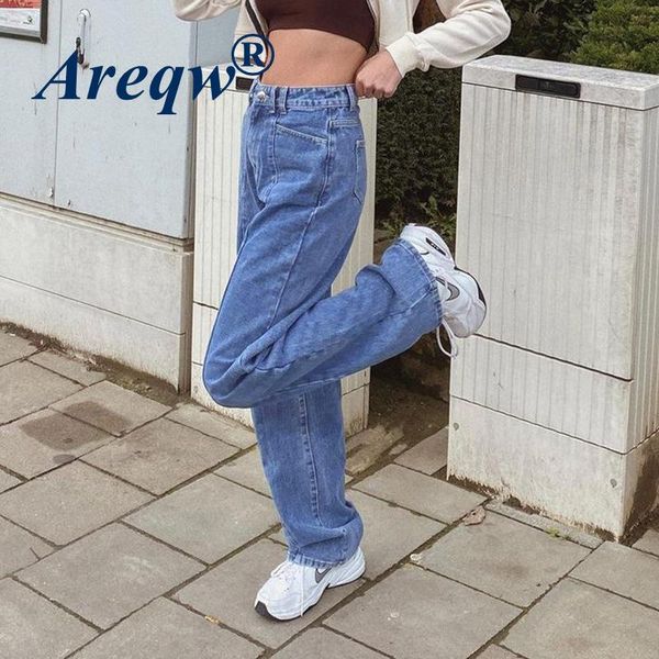 

jeans women 2021 women's pants line drape high-waist straight-leg casual trousers, Blue