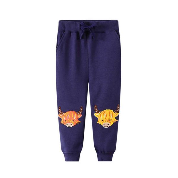 

jumping meters arrival autumn spring boys girls full length animal applique cotton children sweatpants selling pant 9020 210529, Blue