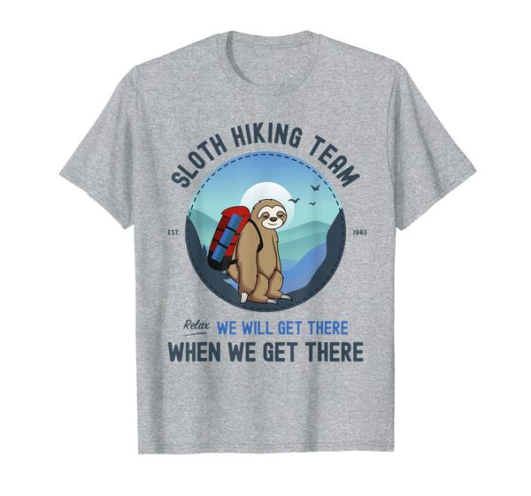 

sloth hiking tshirt, sloth hiking team t-shirt, White;black