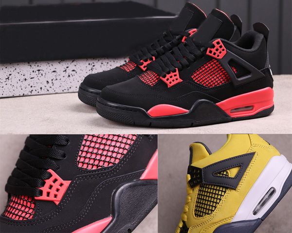 

4 lightnings mens basketball shoes red thunder 4s yellow white-dark blue grey womens outdoor skateboard sneakers ct8527-700 with original bo