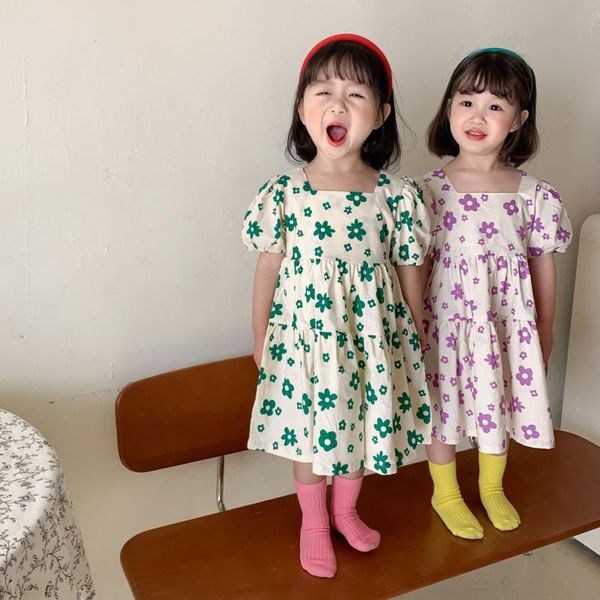 

summer arrival girls fashion floral dress kids cotton dresses girl's, Red;yellow