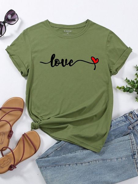 

letter & heart print tee q3lz#, White