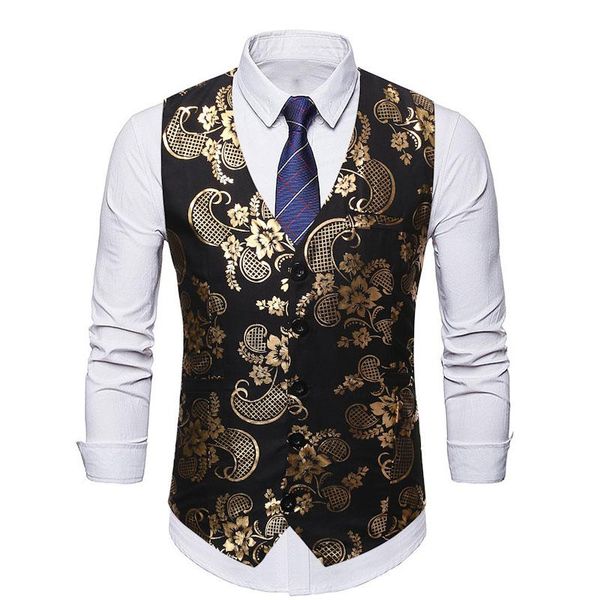

men's vests mens classic suit vest paisley floral tuxedo dress waistcoat men slim fit nightclub steampunk gothic chaleco hombre 3xl, Black;white