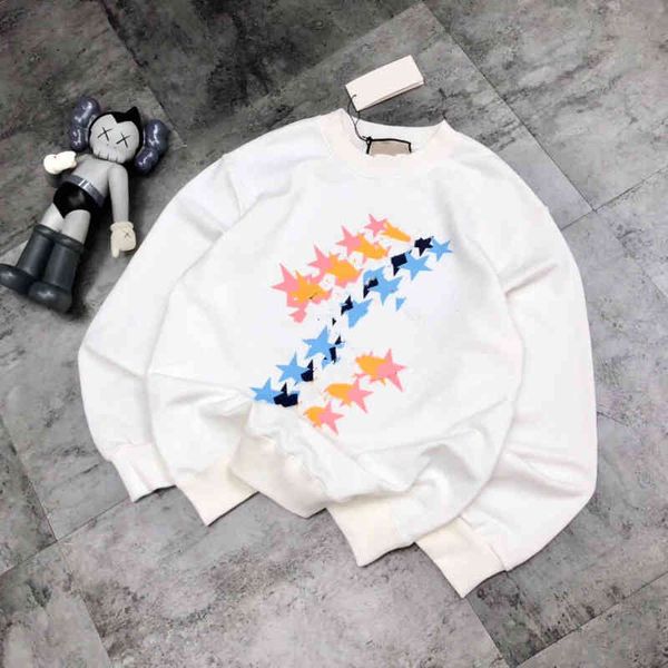 

pure yuan version designer [jimo sweater]22 spring new fashion men and women couples colorful printed letters age reduction casual round nec, Black