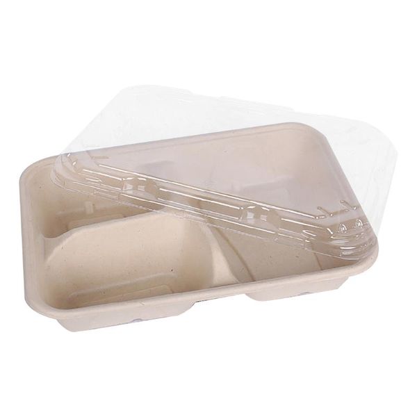 

paper container 3-compartment packing box meal prep disposable containers takeout boxes take out