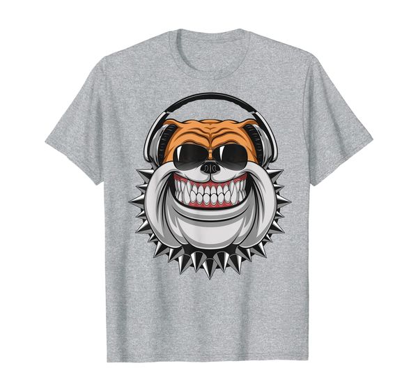 

funny bulldog wearing headphones list, White;black
