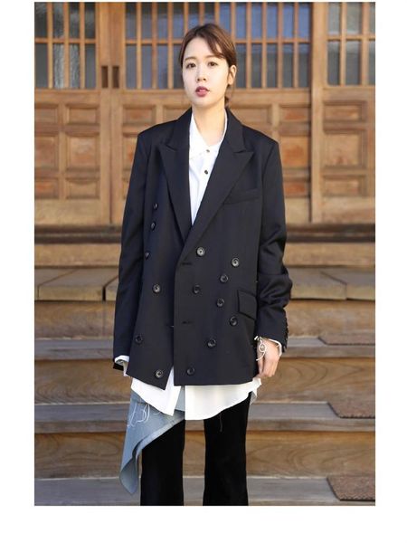 

men's suits & blazers spring lapels solid color deconstruction multi-button worsted leisure suit youth fashion trend clothing, White;black