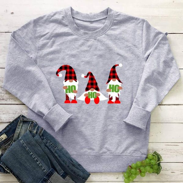 

women's hoodies & sweatshirts arrival 100%cotton long sleeve cute gnome colored printed christmas holiday gift drop, Black