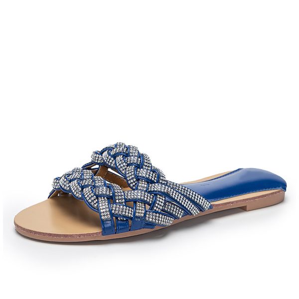 

women's summer slipper ladies weave pu leather flat shoes fashion slippers women casual comfort shoe female footwear plus size fgj6585i, Black