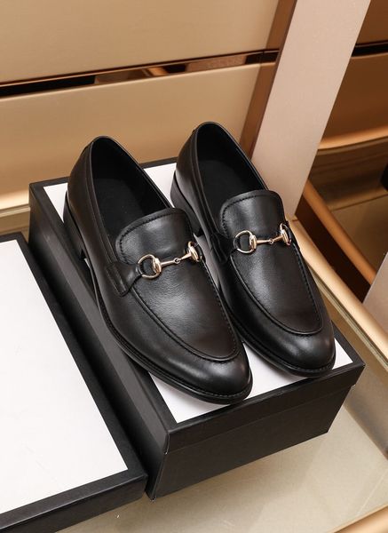 

men's designer fashion dress shoes breathable genuine leather walking slip on casual loafers brand wedding party flats size 38-44, Black
