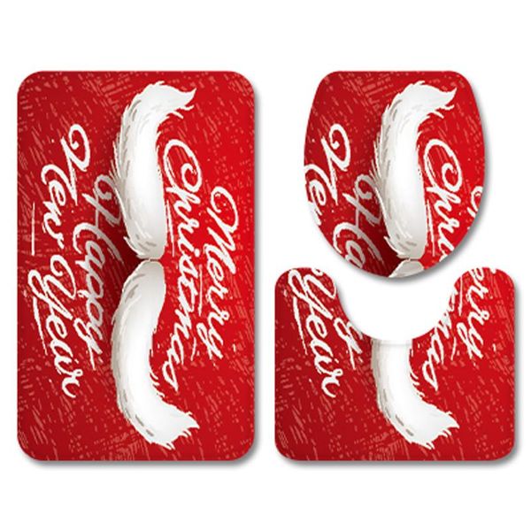 

bath mats fashion xmas moustache red bathroom carpet set flannel home decor toilet pad cover mat christmas seat