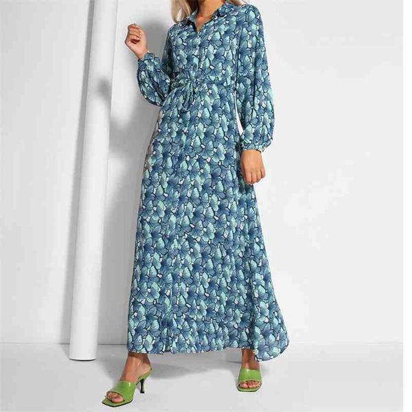 

women summer dresses vintage long print vestidos with belt sleeve female casual button elegant 210422, Black;gray