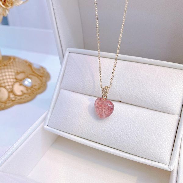 

chains 14k real gold korean fashion heart necklace bling zircon women clavicle chain choker elegant charm wedding pendant jewelry, Silver