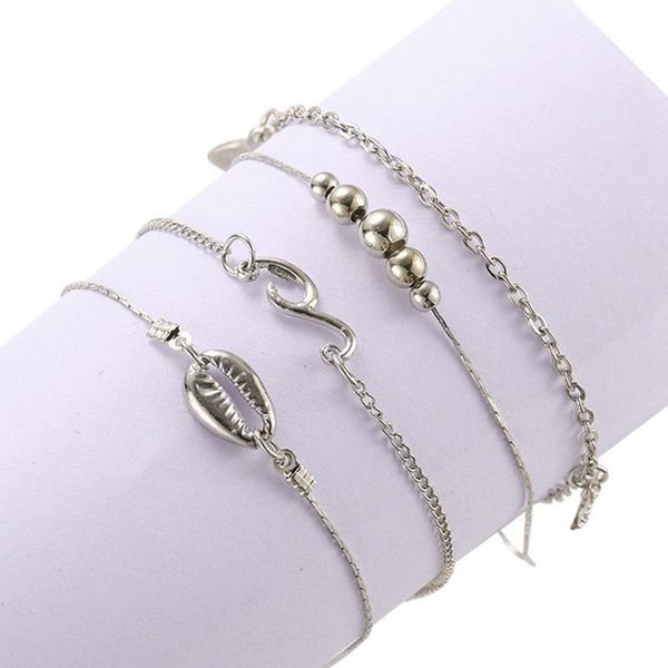 

anklets 4pcs/set bohemia bracelet on the leg jewelry women fashion bijoux femme vintage beach for, Red;blue