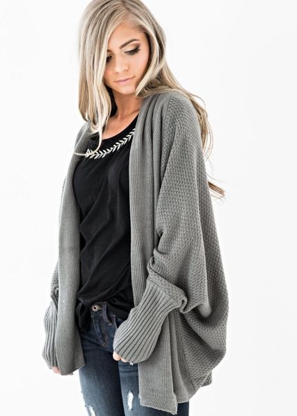 

women's sweaters 2021 winter batwing sleeve sweater cardigan large size casual coat, White;black