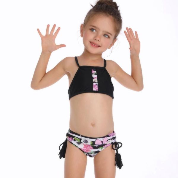 

girls swimwear mother and daughter print two piece swimsuit matching swimsuit clothing clothes baby girl swimwear #40, Black