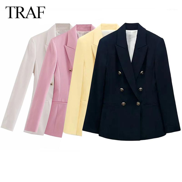 

women's suits & blazers women's blazer women office solid color coat autumn long sleeve elegant jacket vintage double breasted chi, White;black