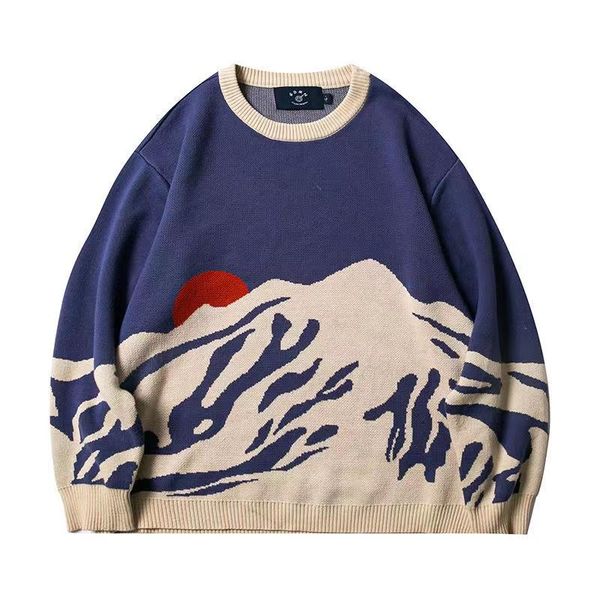 

men's sweaters japanese retro loose round neck sweater men and women autumn ins hong kong style couple knit lazy wind pullover jacket, White;black