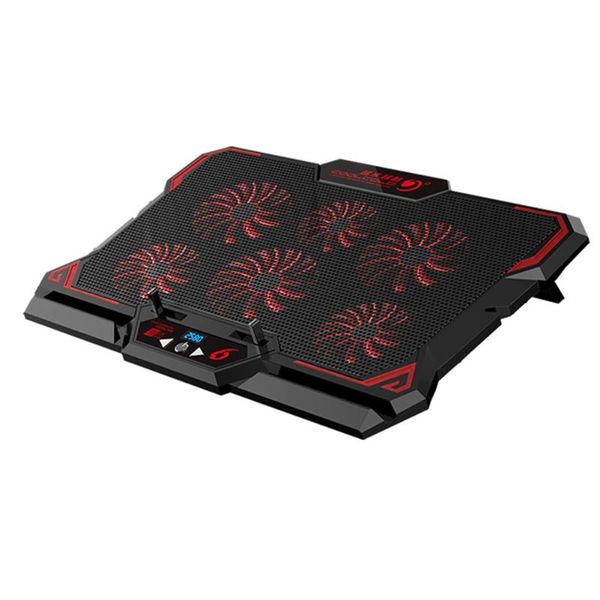 

lapcooling pads gaming cooler pad six fan led screen two usb ports 2600rpm notebook stand for 13-17inch