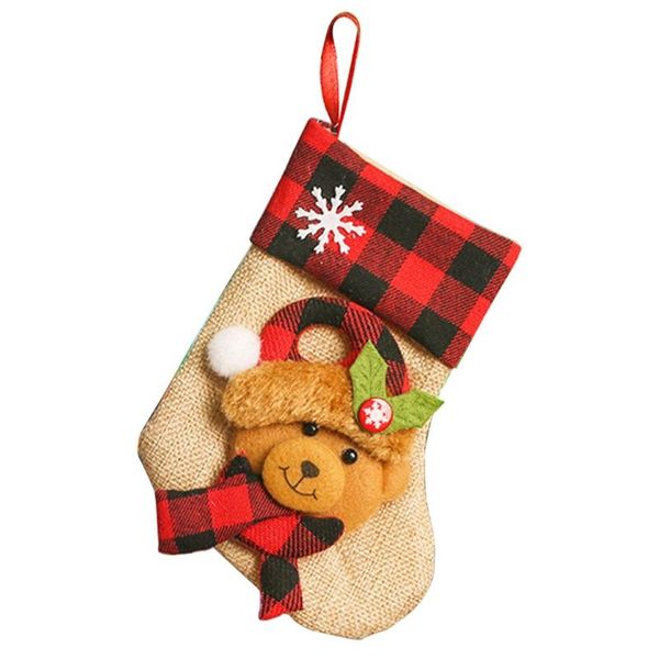 

christmas decorations stocking socks plaid santa snowman reindeer gift candy bag for tree