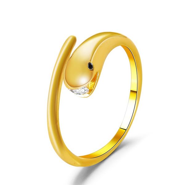 

simple personality snake ring zircon open adjustable ring, Silver