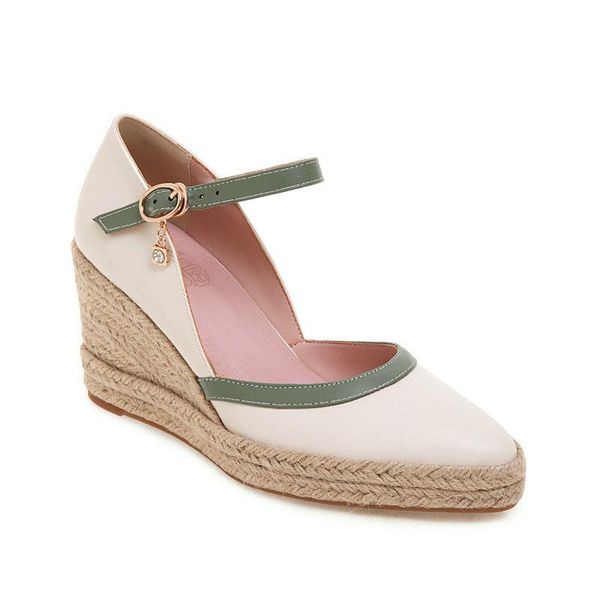 

dress shoes women pumps straw weaving high wedges heels woman platform 2021 summer buckle party wedding, Black