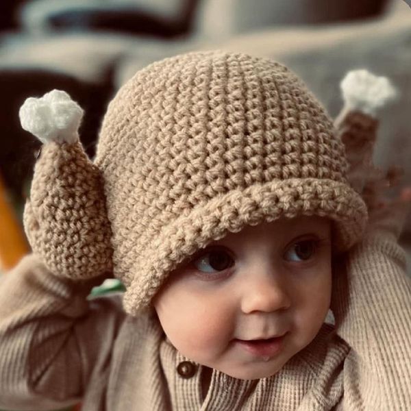 

caps & hats children's hat thanksgiving turkey knitting brimless round cap outdoor travel protector, Yellow