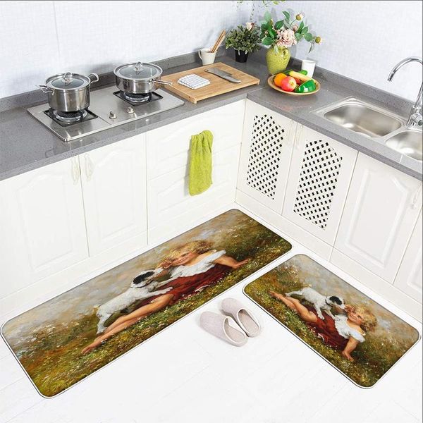 

carpets cartoon cute dog entrance doormat household anti-slip long kitchen mat absorbent bathroom rug modern floor home decoration