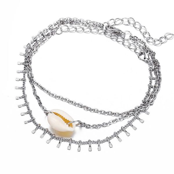 

anklets design metal simple retro style shell tassel pendant anklet ladies jewelry, Red;blue