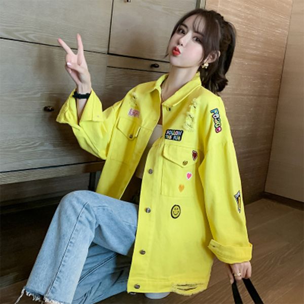 

women's jackets torn red net denim female jacket spring korean loose student fashion trend zijn, Black;brown