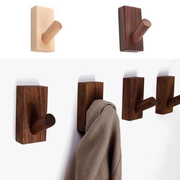 

hooks & rails 1pcs wooden coat hook clothes hanger natural hallway home decoration