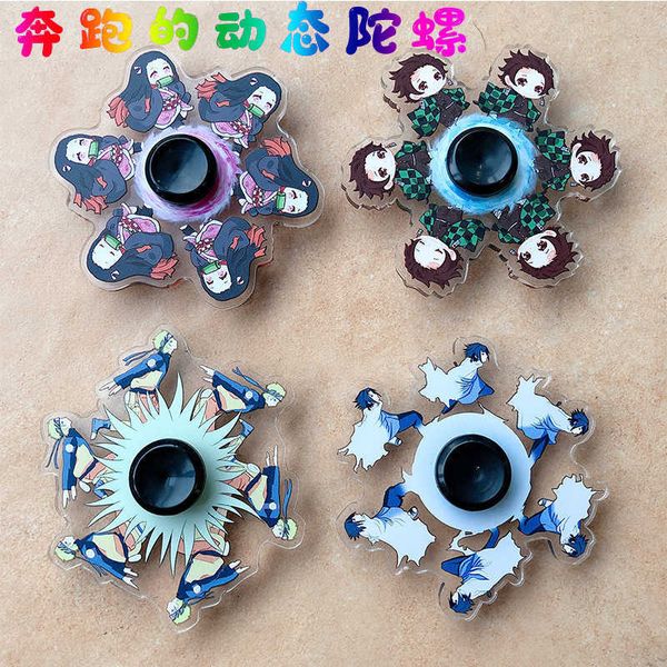 2021 Nuovo Anime Demone Slayer Running Fidget Relief Roditore Mano Spinner Giocattolo per bambini Punta delle dita Giroscopio Cuscinetto Muto Regalicutegift G1019