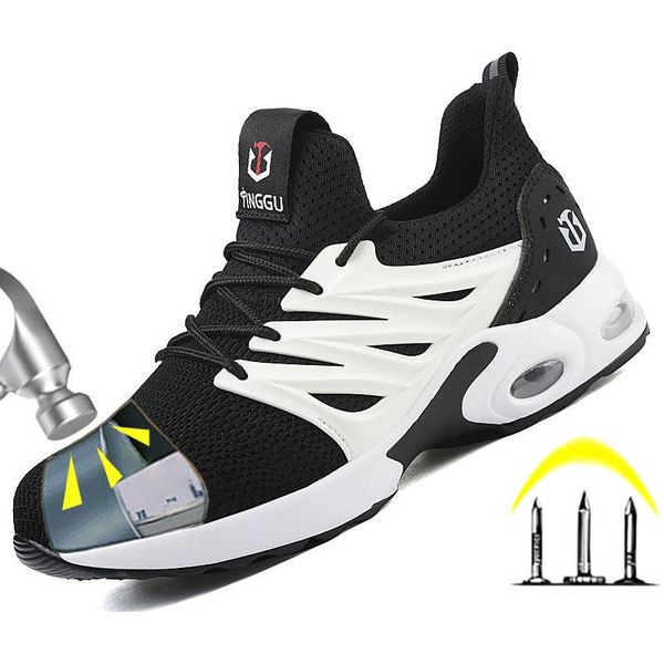

boots light work safety boot breathable men shoes protective sneakers anti-smashing indestructible 2021, Black