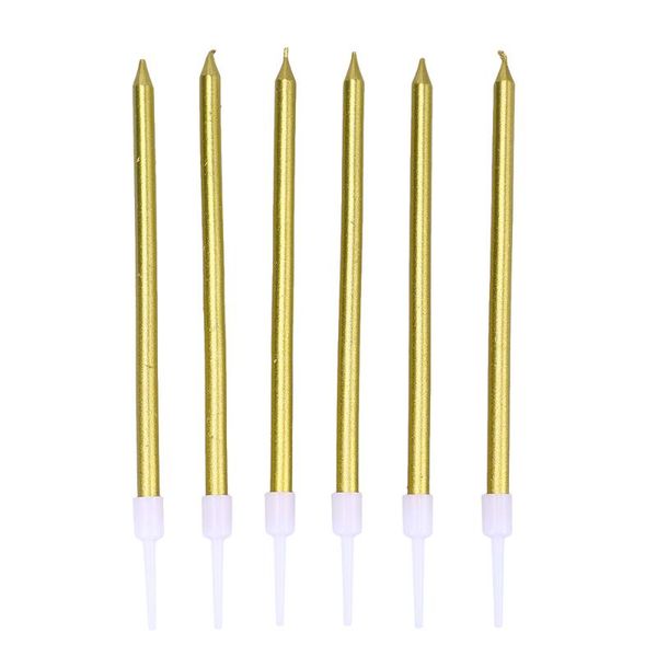 

candles 12pcs glitter paint golden slender cake for birthday party celebrations(6 pcs a pack, golden)