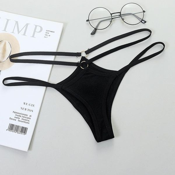 

women's panties g-string thin strap hollow women cotton soft lingerie low rise thong breathable female underwear solid color briefs, Black;pink