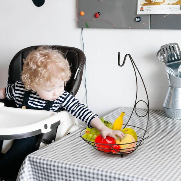 

novelty kitchen metal fruit basket storage racks with detachable banana holder hook home decor hanger organizer dishes & plates