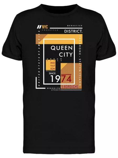 

queen city typography men's tee -image by shutterstock, White;black