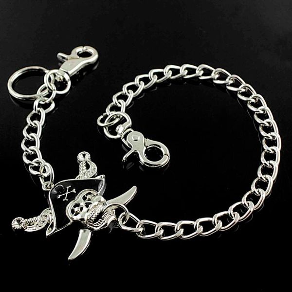 

keychains skull long heavey metal keychain punk pants chain biker walle, Silver