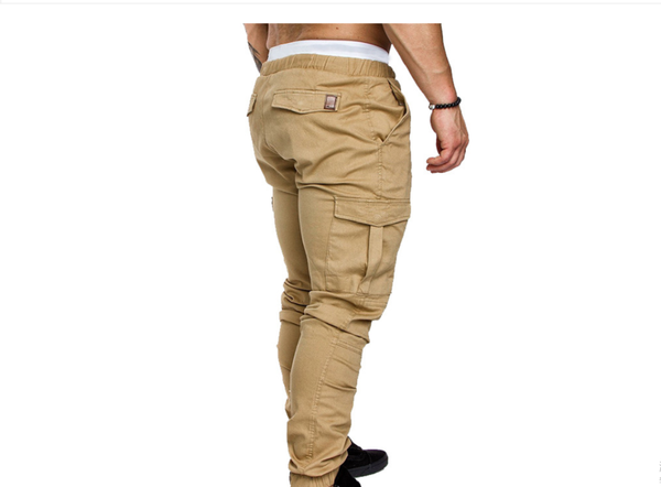 

foreign trade style men's 6-color european code overalls sports trousers large size woven fabric casual pants, Black