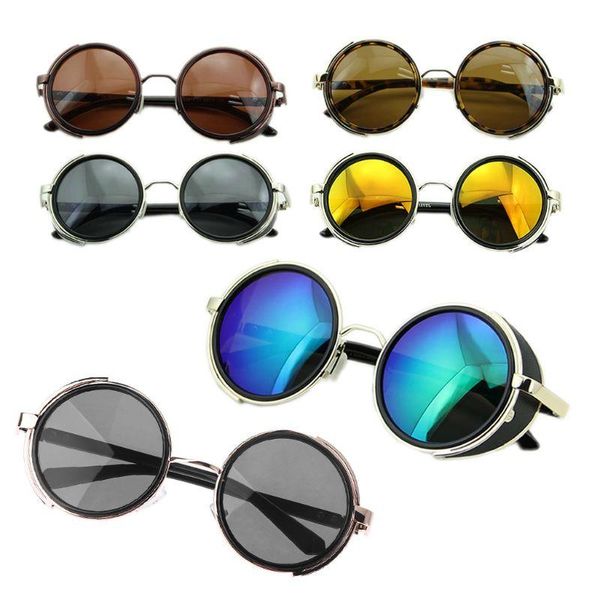 

cyber goggles vintage retro blinder steampunk sunglasses 50s round glasses, White;black
