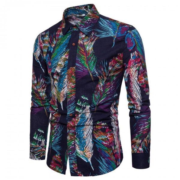 

men's casual shirts 2021 autumn ethnic style plus size slim long sleeve shirt nightclub simple floral men, White;black
