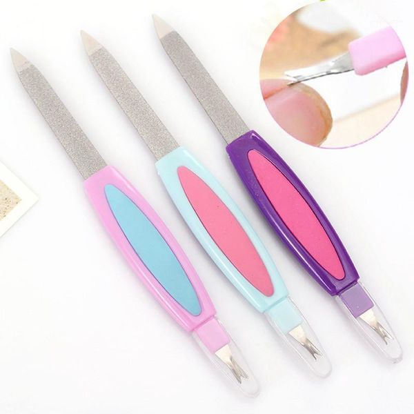 

1pcs double head dual-use stainless steel nail file dead skin fork manicure care buffer art profession tools random color1