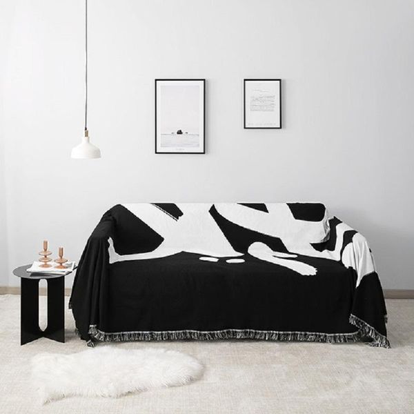 

blankets geometry sofa throw blanket knitted nordic style black white chair towel cover knit travel plaid bedding tapestry bedspread