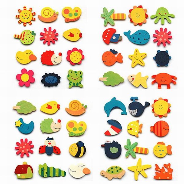 

12pcs/lot wooden cartoon animal fridge magnet souvenir on the refrigerator magnets for kids cutewooden stickers
