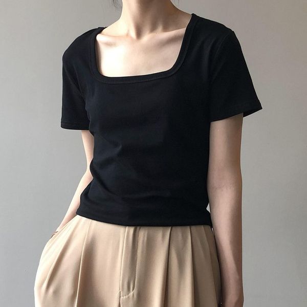 

women's blouses & shirts hzirip soft fine cotton comfortable loose square neck t-shirts women in casual fashion summer short bu93, White