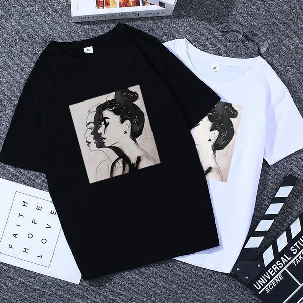 

summer la casa de women t shirts papel oversized korean clothes roupas feminina dropshipping v neck femme, White