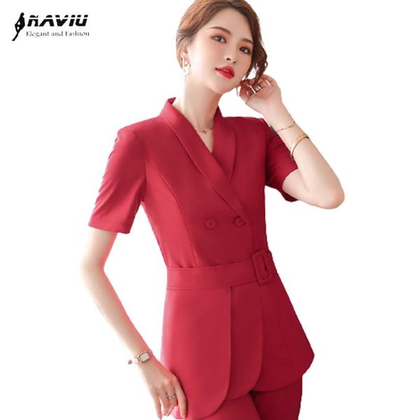 

women's suits & blazers red blazer women 2021 summer short sleeve formal temperament high end fashion slim jacket office ladies work co, White;black