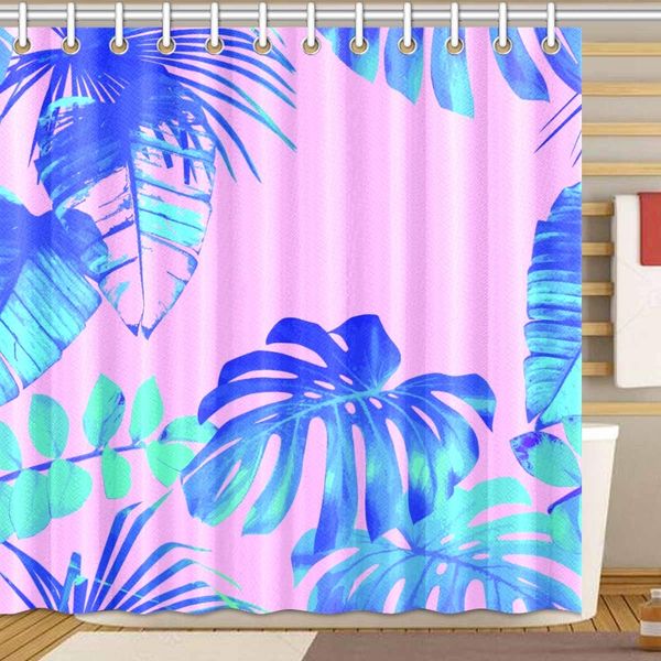 

summer exotic floral tropical palm banana leaves shower curtain bathroom sets, novelty bath decoration polyester curtain 72 x 72