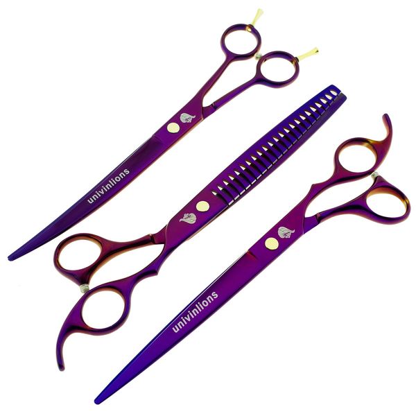 

8" titanium grooming kits animal groomers curved shears pet scissors trimming dog cat hair clippers